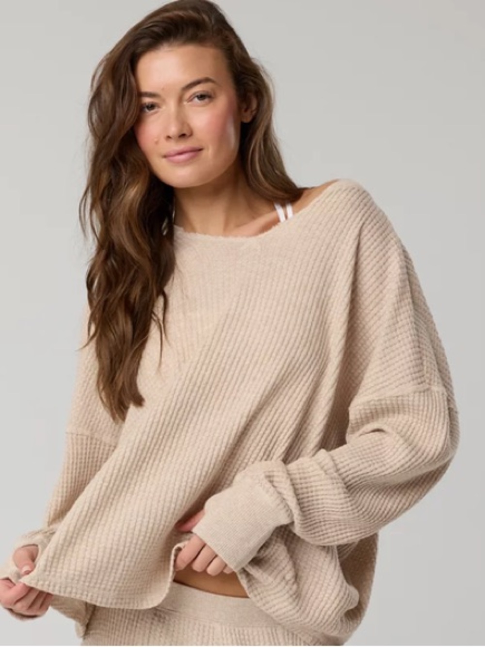 Cozy Oversized Waffle-Knit Sweater - Cream Offline by Arie